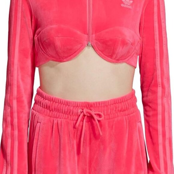 Adidas Originals x Jeremy Scott Women's Cropped Track Top, Size M Solar Pink - Picture 9 of 10